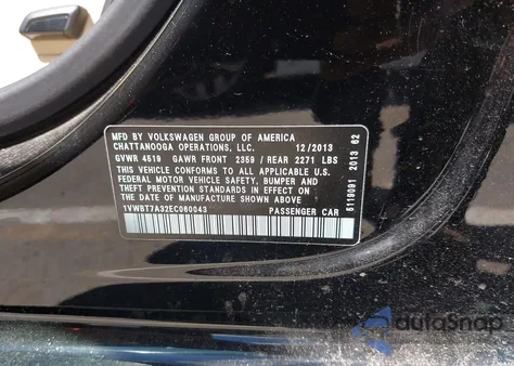 2014 Volkswagen Passat 1.8T Se from USA, damaged, VIN 1VWBT7A32EC060043